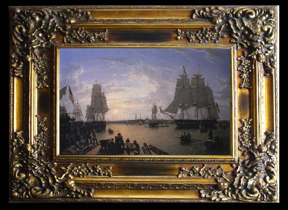 framed  Robert Salmon The Boston Harbor from Constitution Wharf, Ta014